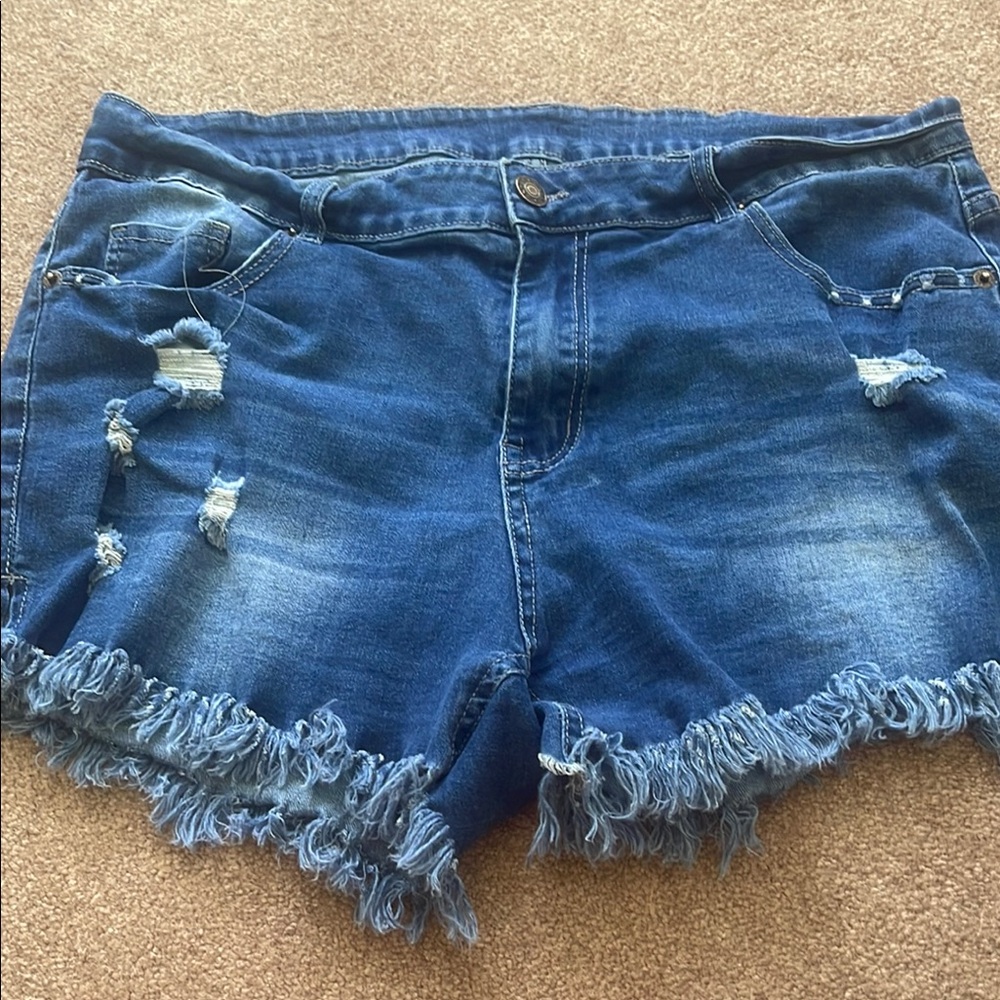 Denim Blue Distressed Women's Shorts